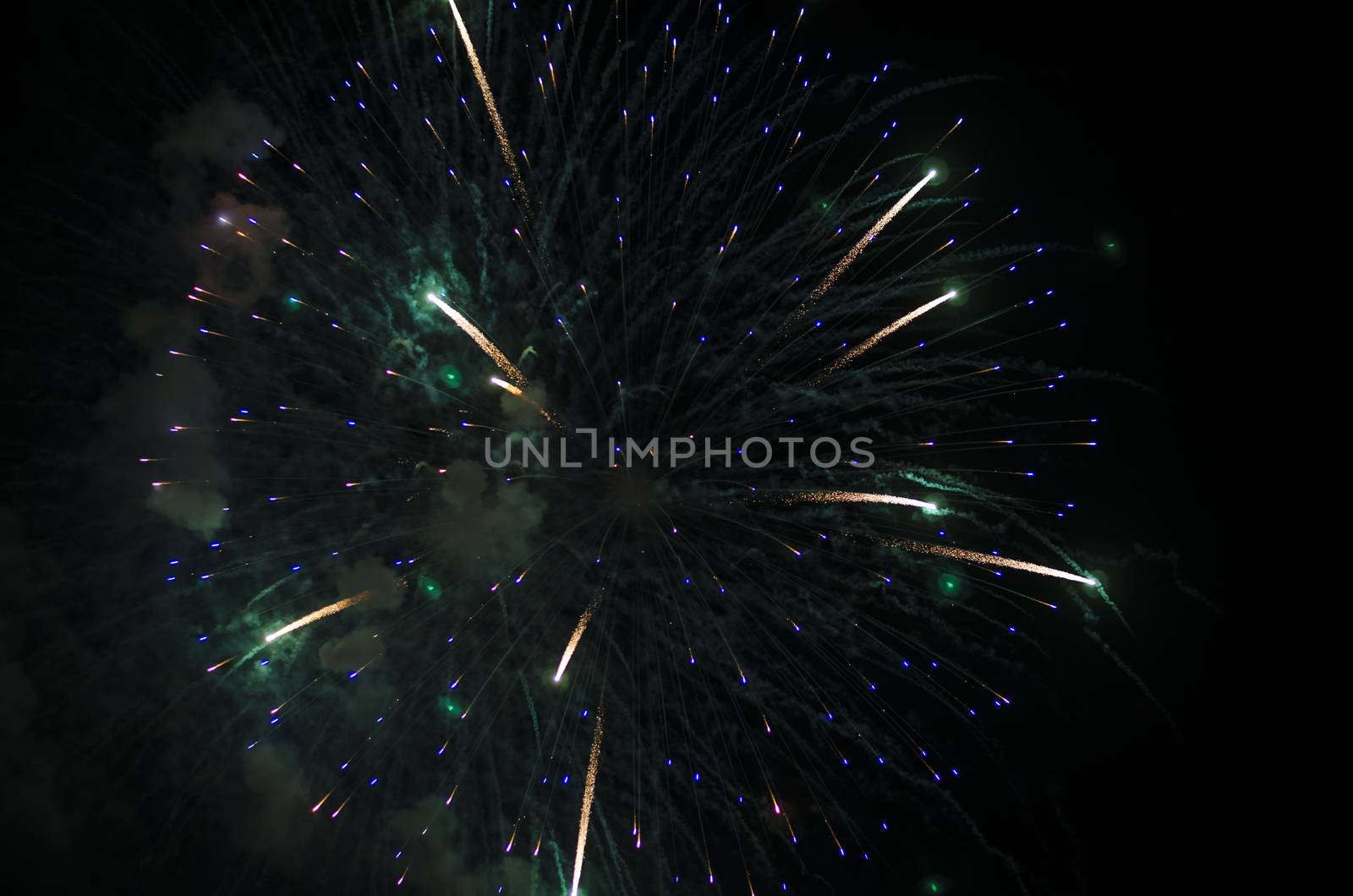 celebrate festival fire work on black sky background