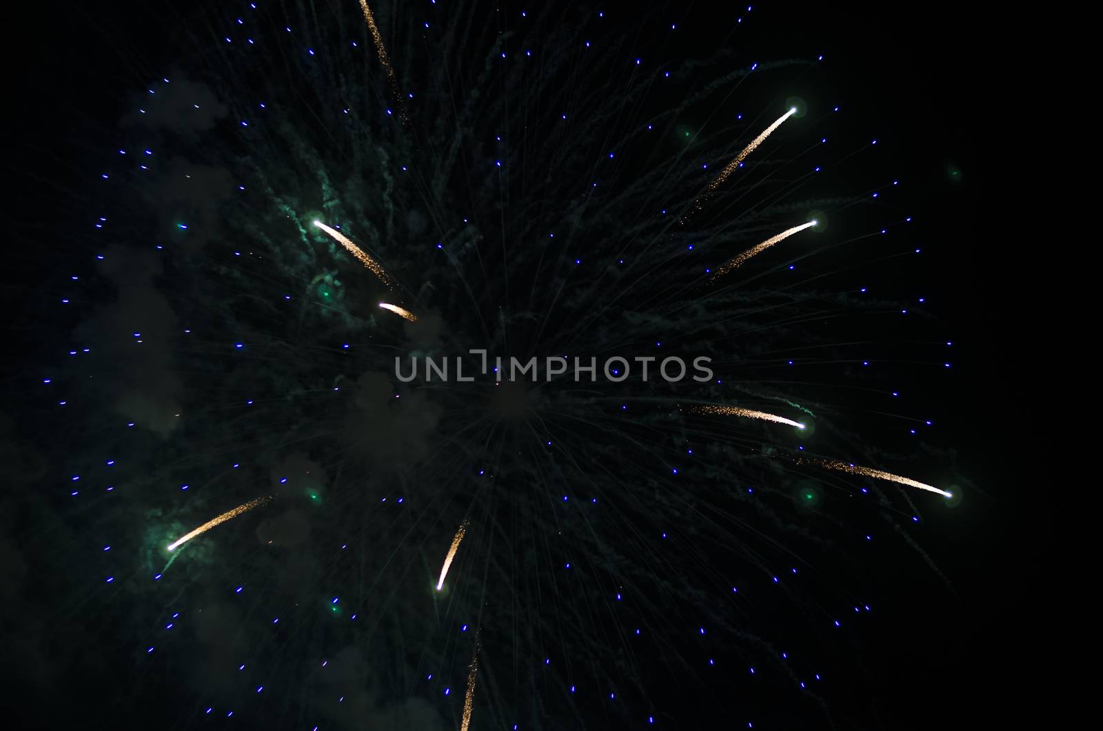 celebrate festival fire work on black sky background