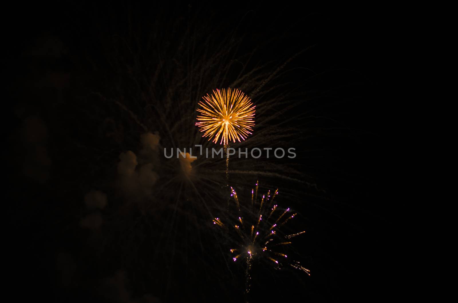 celebrate festival fire work on black sky background