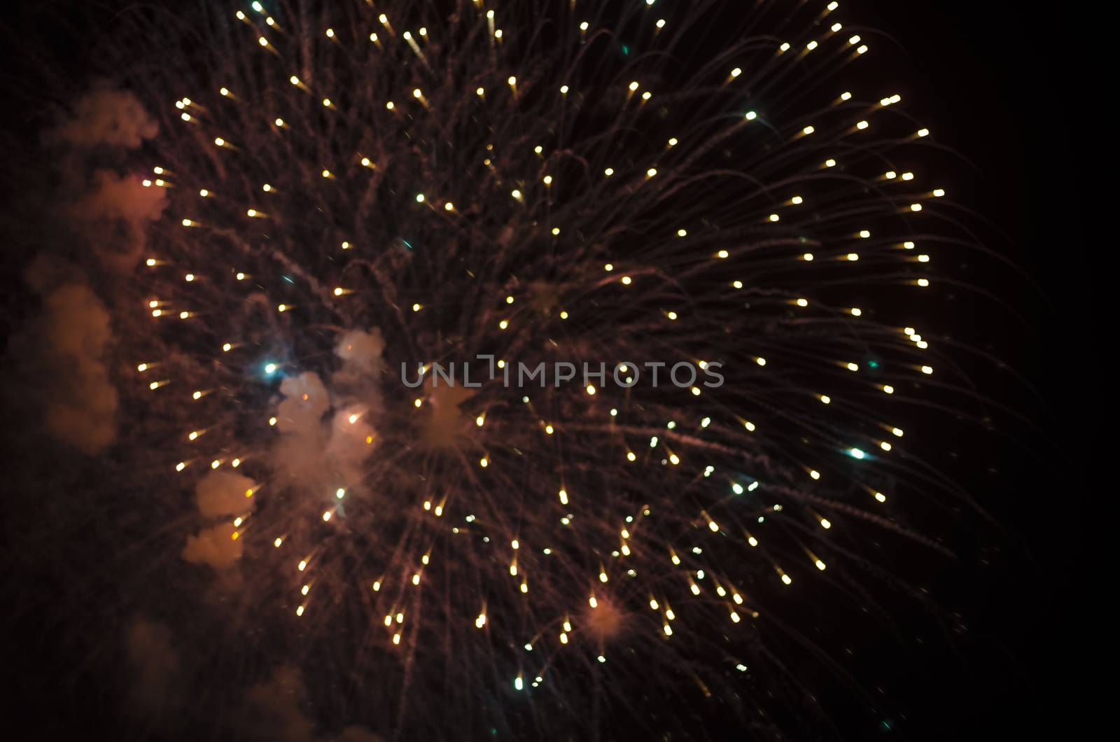 celebrate festival fire work on black sky background