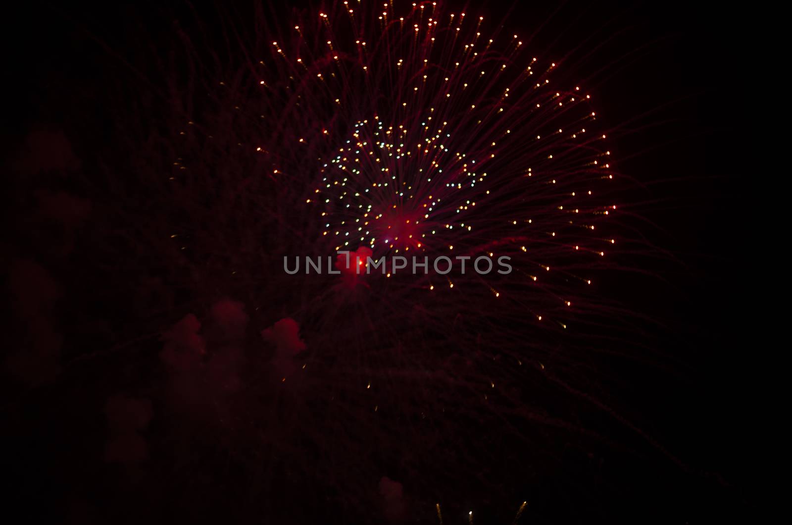 celebrate festival fire work on black sky background