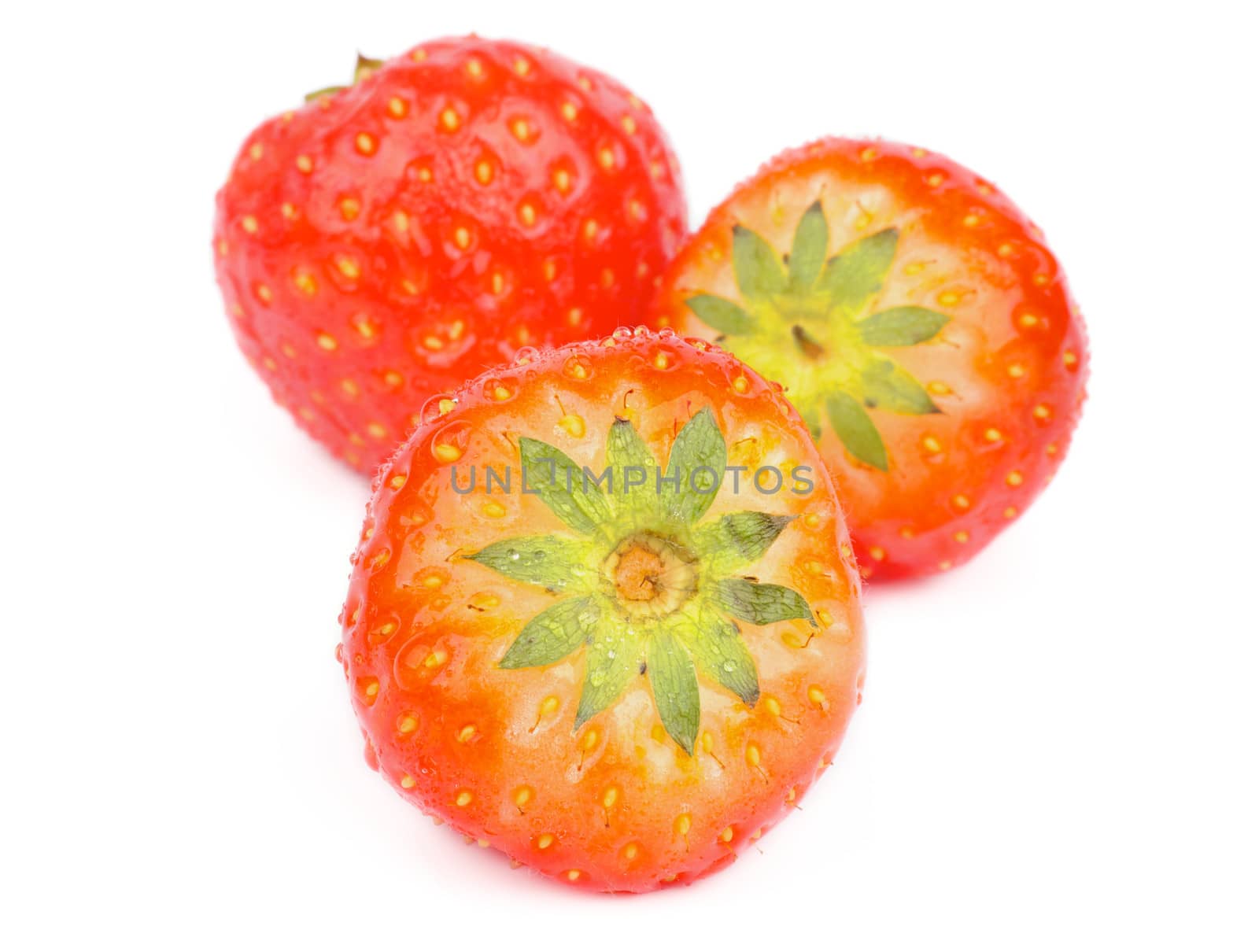 Arrangement of Fresh Ripe Strawberries isolated on white background