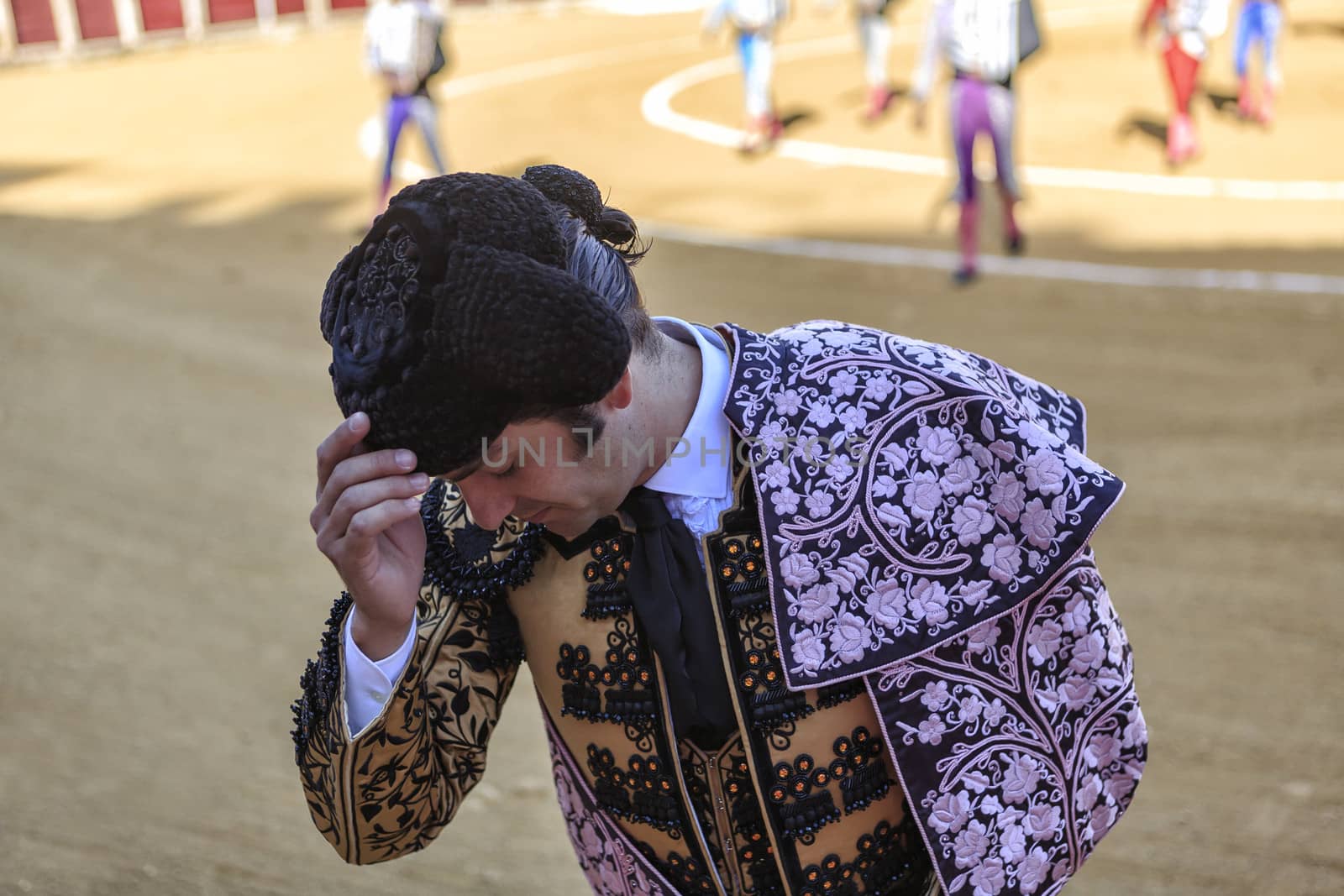 Ubeda, Jaen provincia, SPAIN , 29 september 2010:  Spanish bullfighter Morante de la Puebla greeting the President at the end of the paseillo to start the bullfighting celebration in Ubeda bullring, Jaen, Spain, 29 September 2010