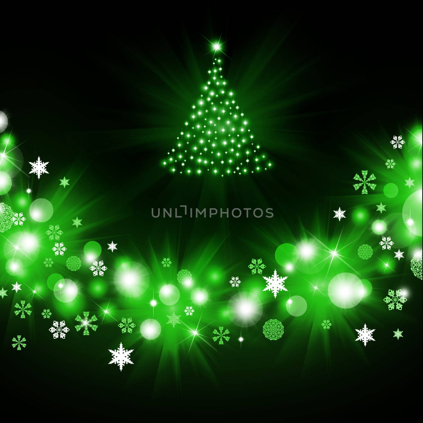 Christmas tree from green snowflakes by cherezoff