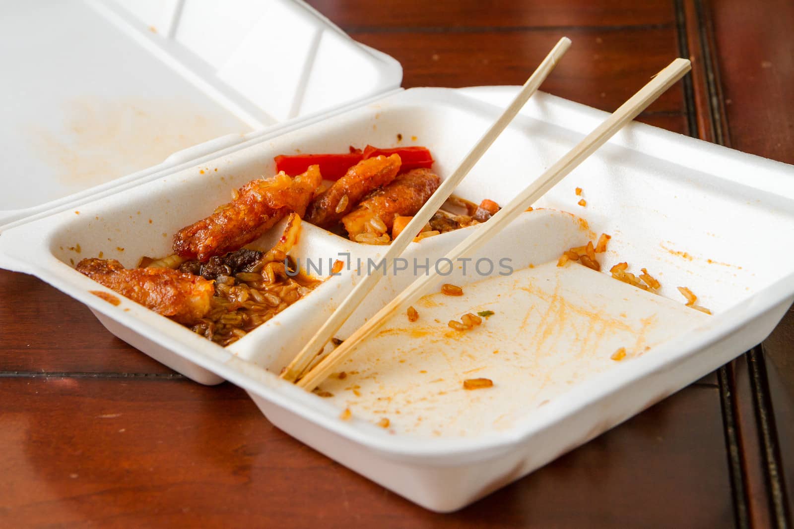 Food in an almost empty container
