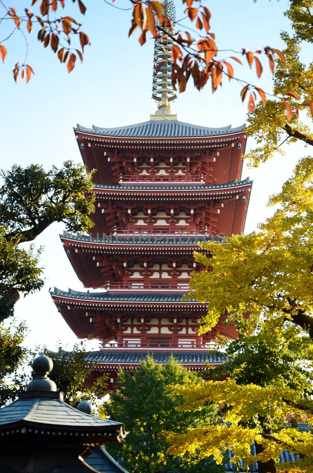 Five storied Pagoda of Senso-ji temple in Asakusa, Tokyo, Japan