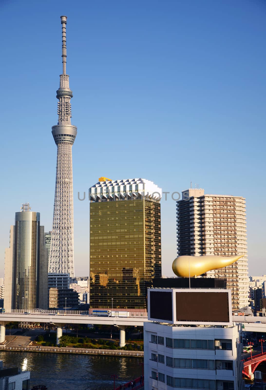 Tokyo Sky tree viewed from Asakusa skyscraper, Tokyo, Japan.  by siraanamwong