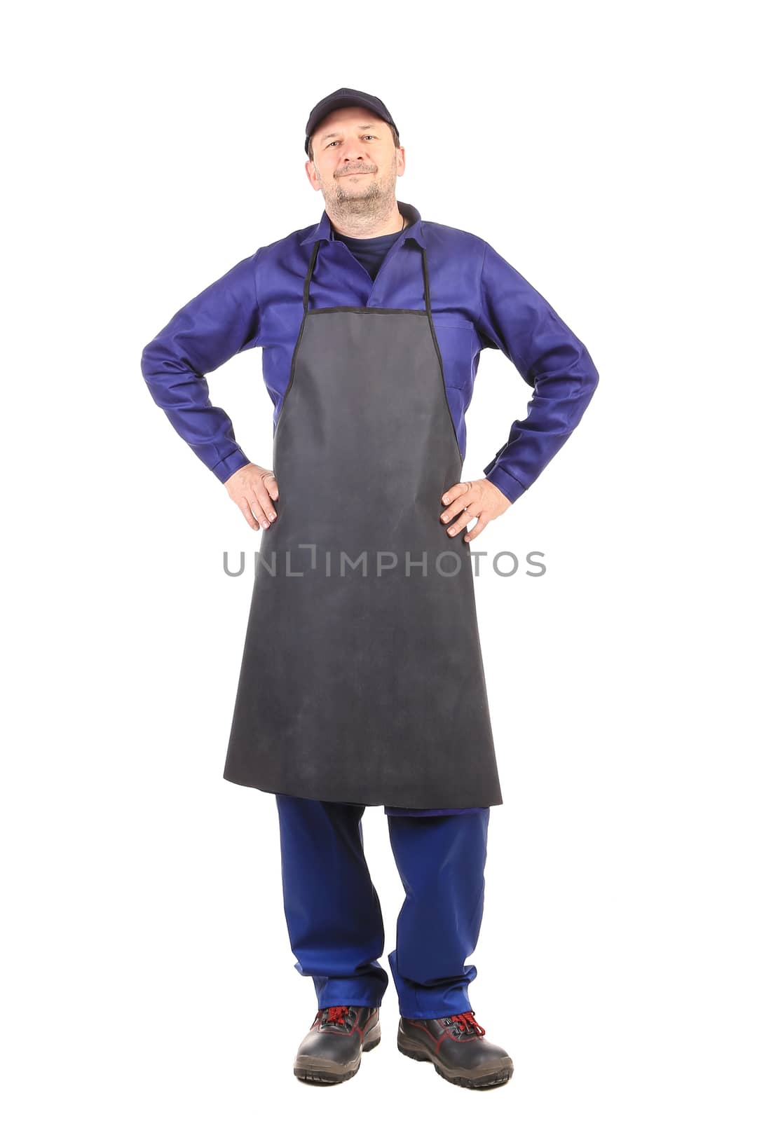 Worker wearing black apron. by indigolotos