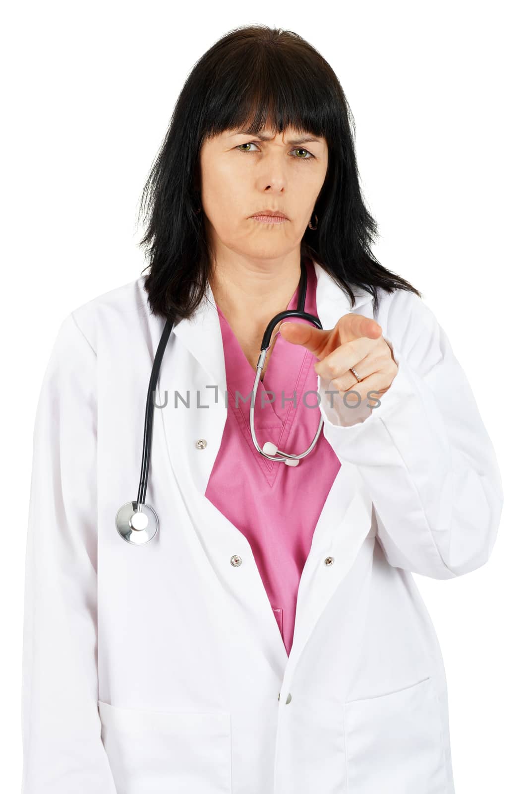 Woman physician pointing at you by Mirage3