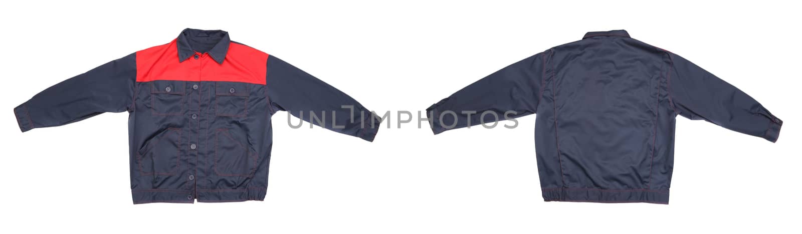 Red blue work wear. Isolated on white background.