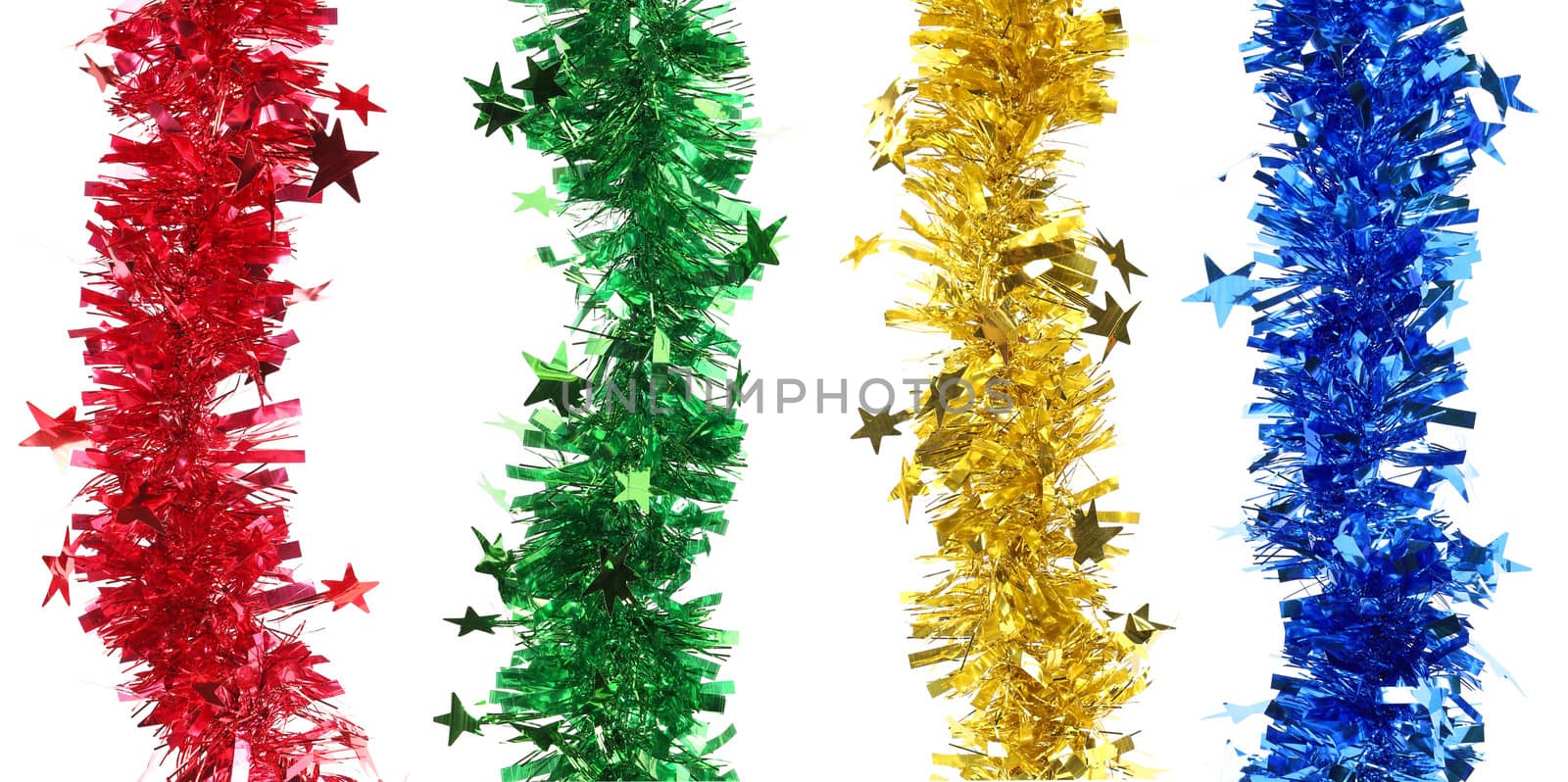 Christmas tinsel with stars collage. by indigolotos