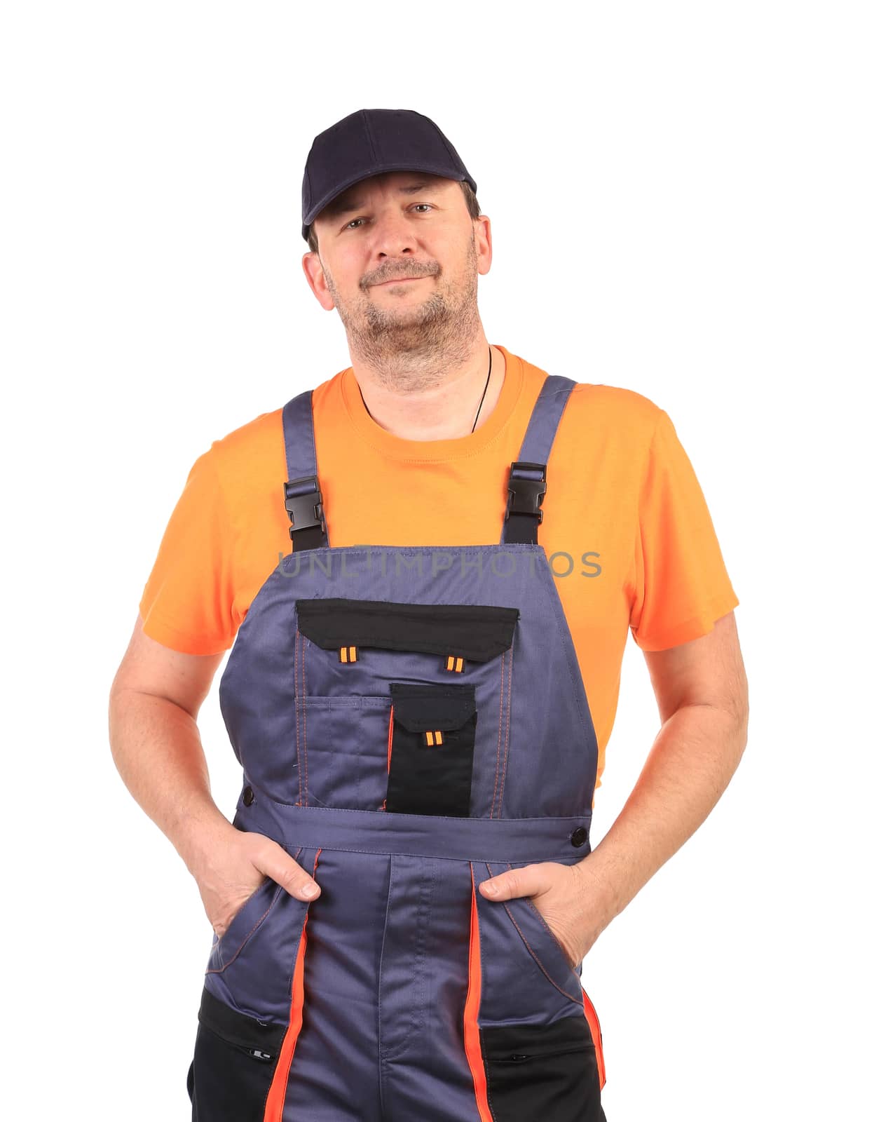 Worker wearing overalls. by indigolotos