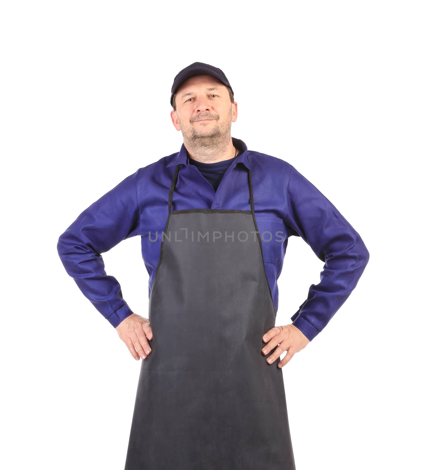 Worker wearing black apron. by indigolotos