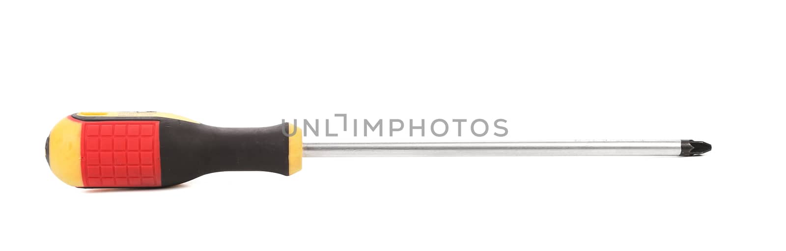 Screwdriver close up. Horizontal. Isolated on a white background.
