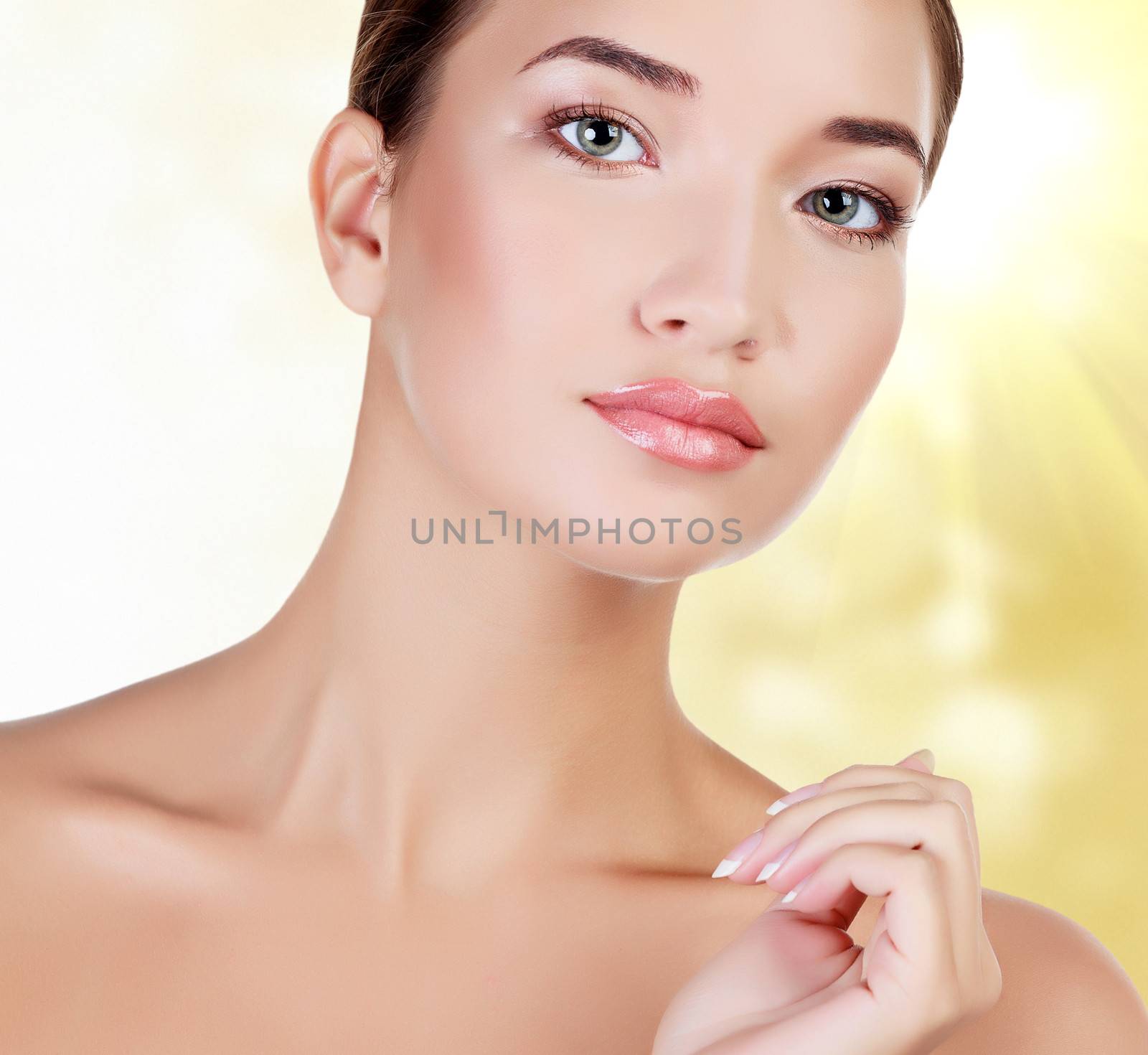 Beautiful asian woman against an abstract blurred background