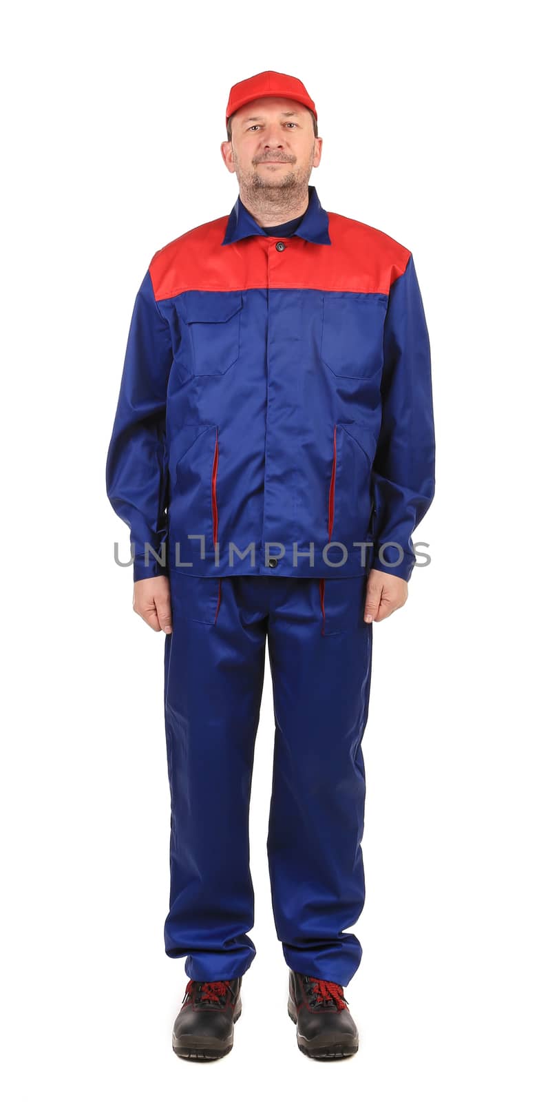 Worker in red-blue workwear. by indigolotos
