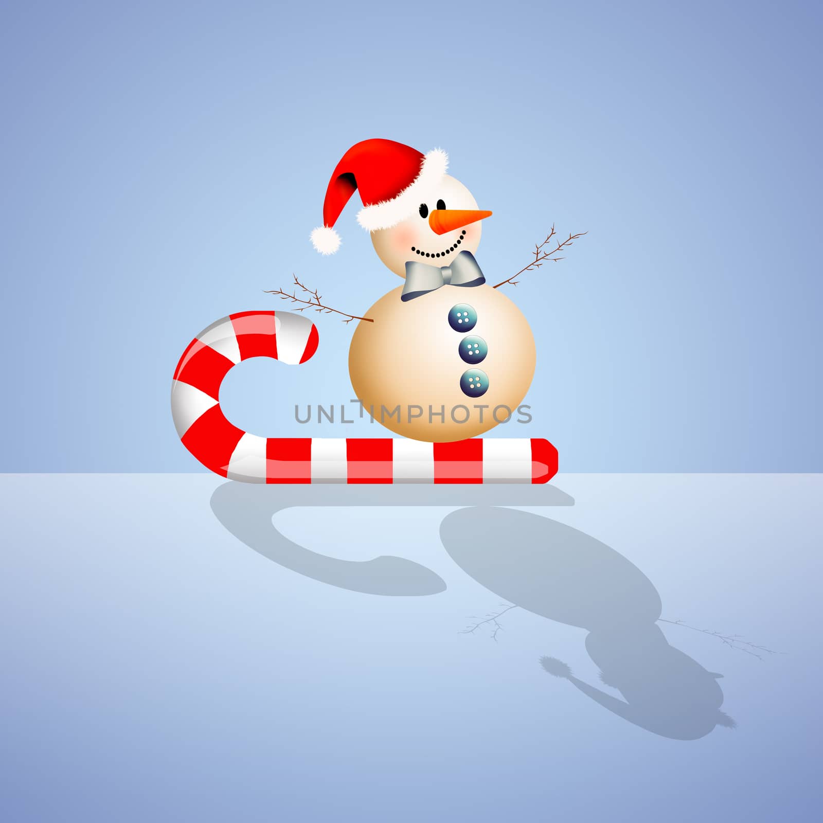 snowman on sled for Christmas by sognolucido