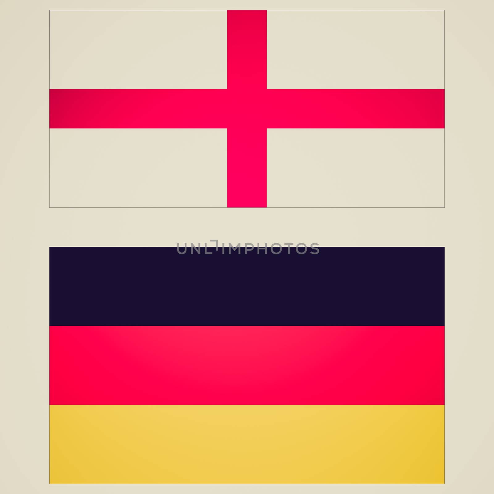 Retro looking England vs Germany - Flags of the two countries