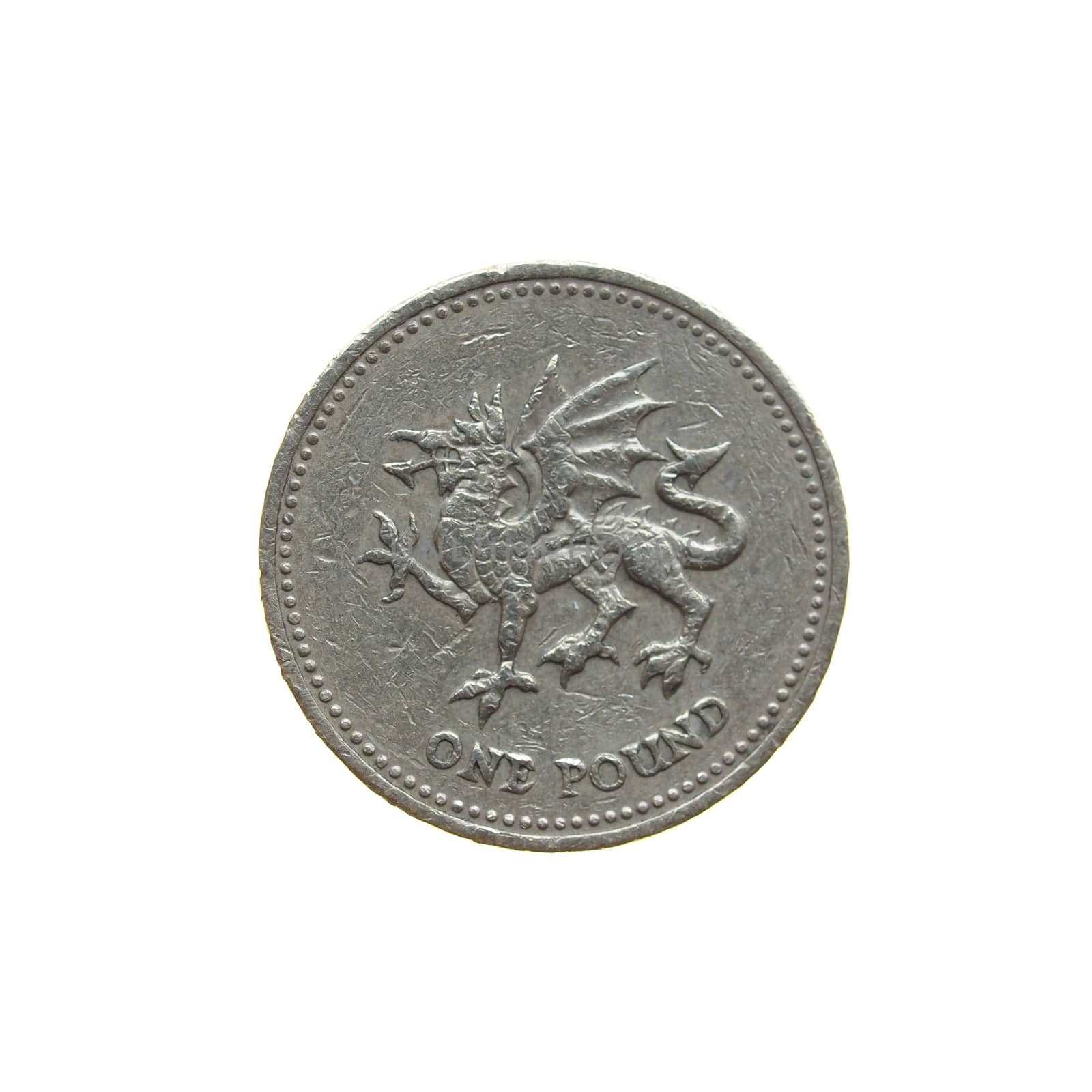 One Pound coin isolated over a white background