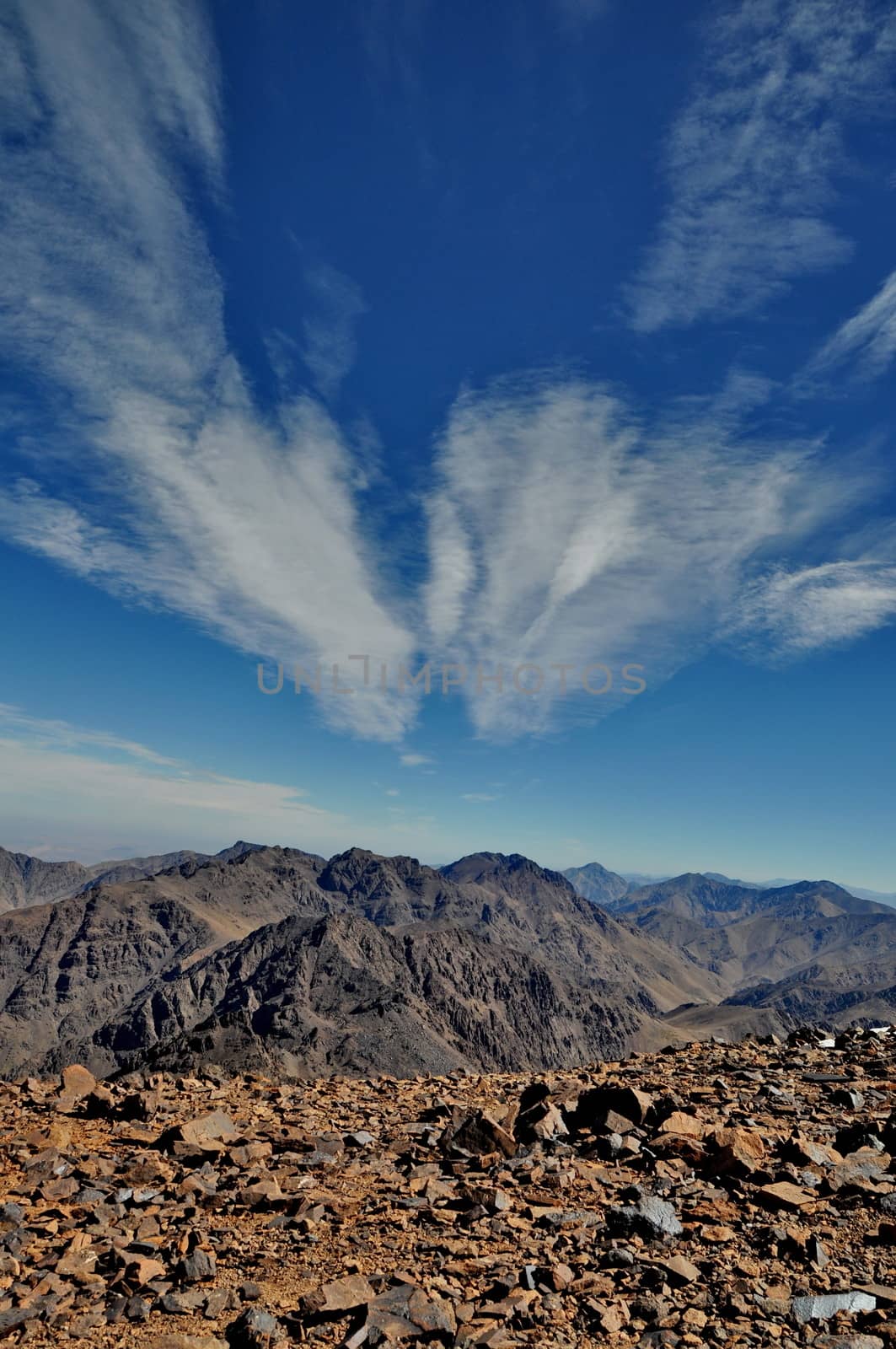 View from Mount Toubkal (4,167 metres), Atlas, Morocco by anderm