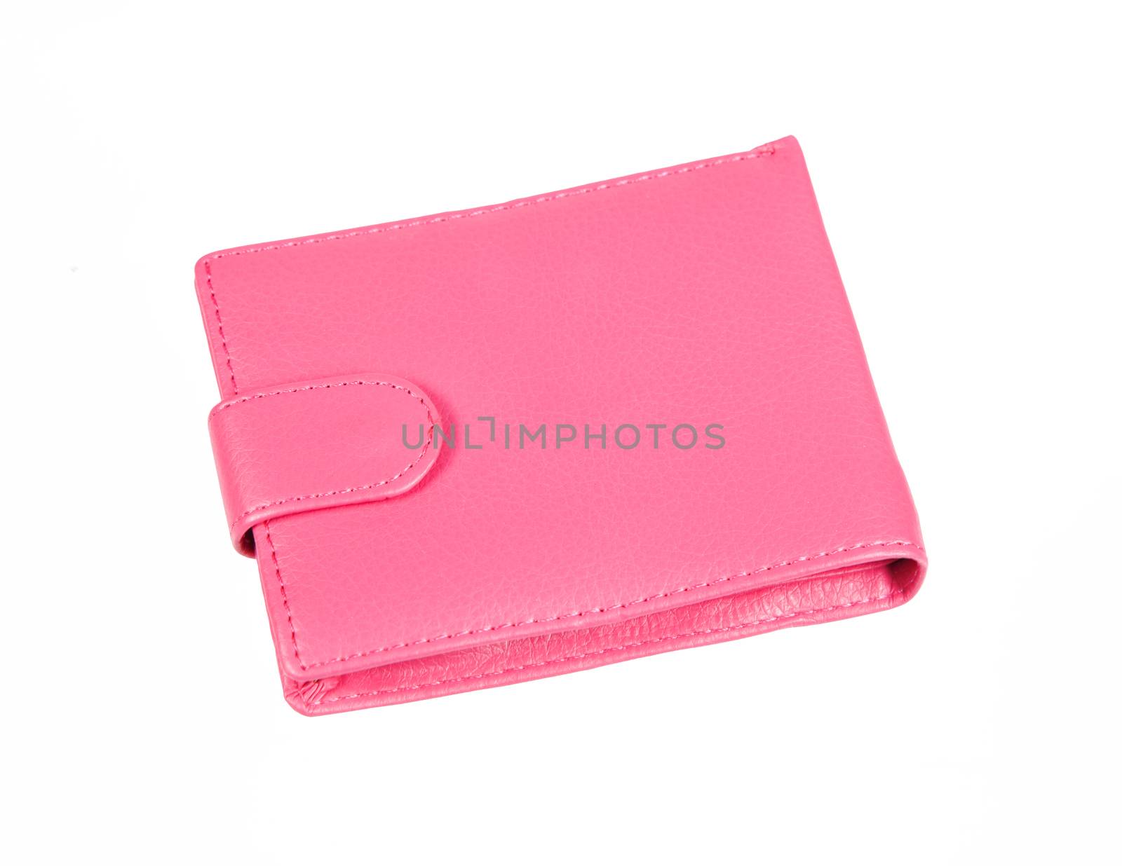 Pink purse with snap fastener isolated on white background