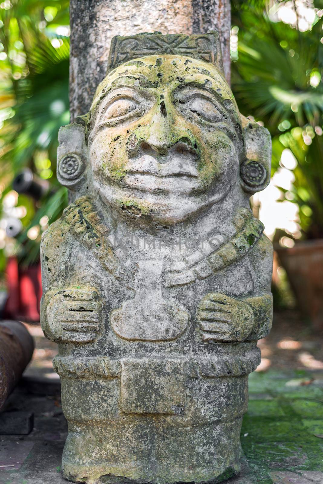 Ancient pre-columbian statue in Cartagena, Colombia