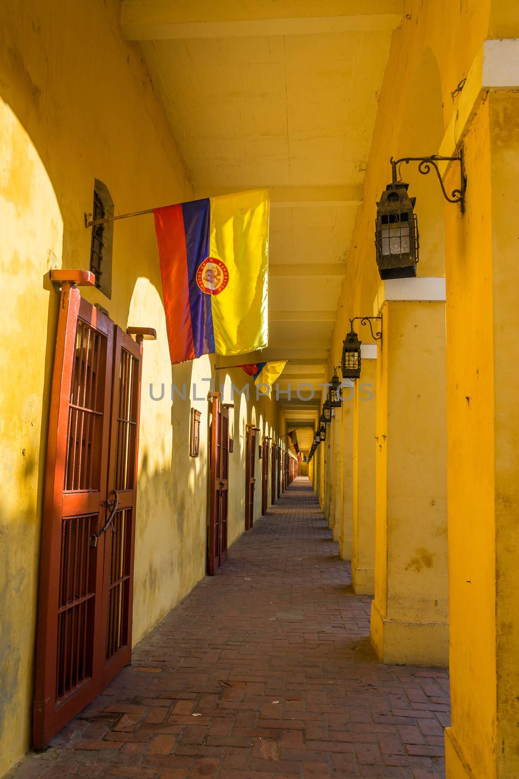 Passageway in Cartagena, Colombia known as Las Bovedas in the old center of the city