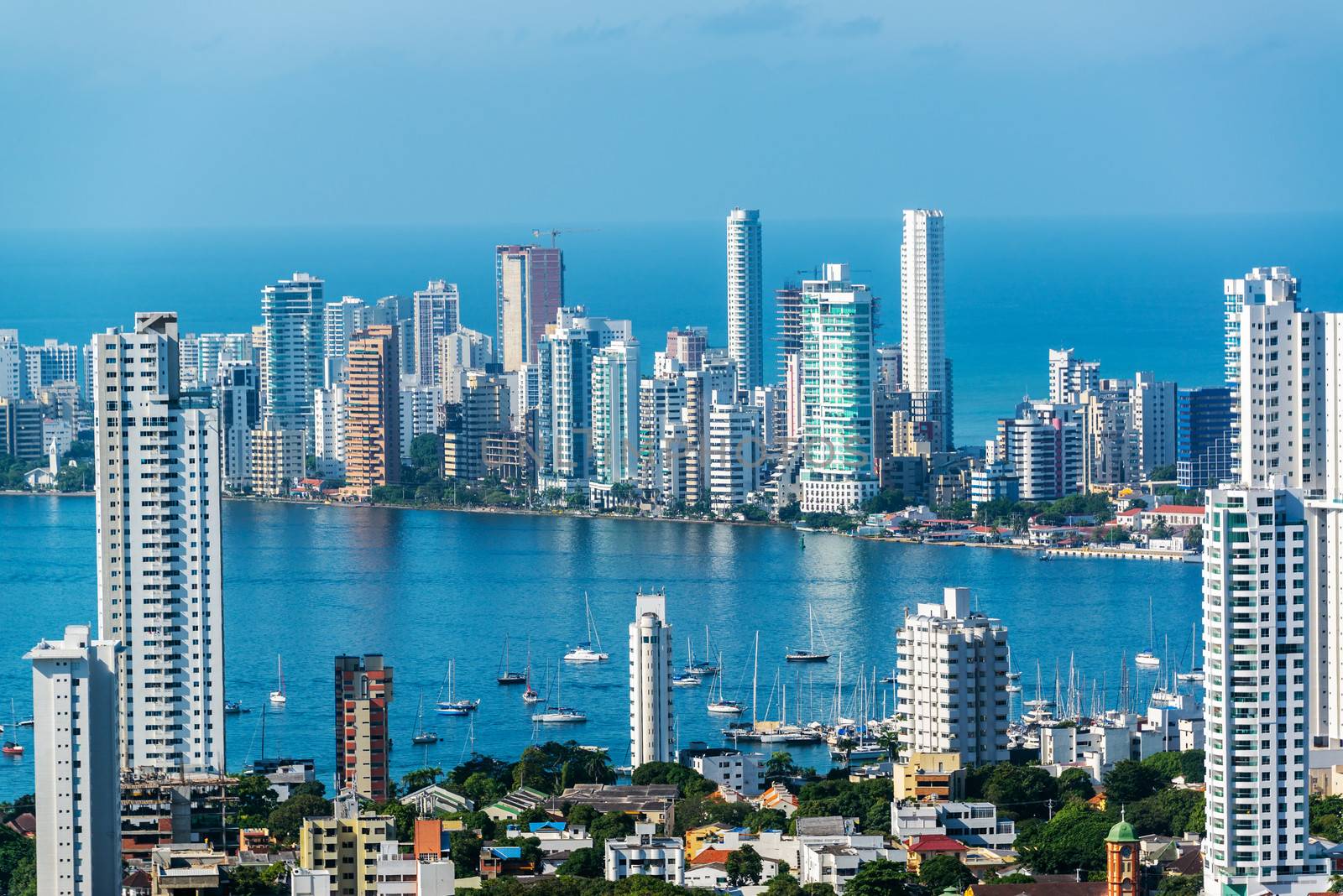 View of skyscrapers in the Bocagrande neighborhood of Cartagena, Colombia