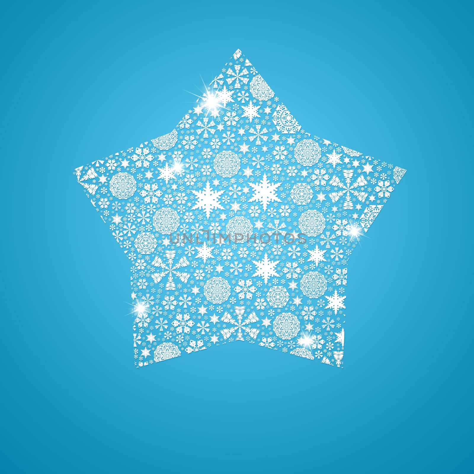 Silhouette Star filled with snowflakes by cherezoff