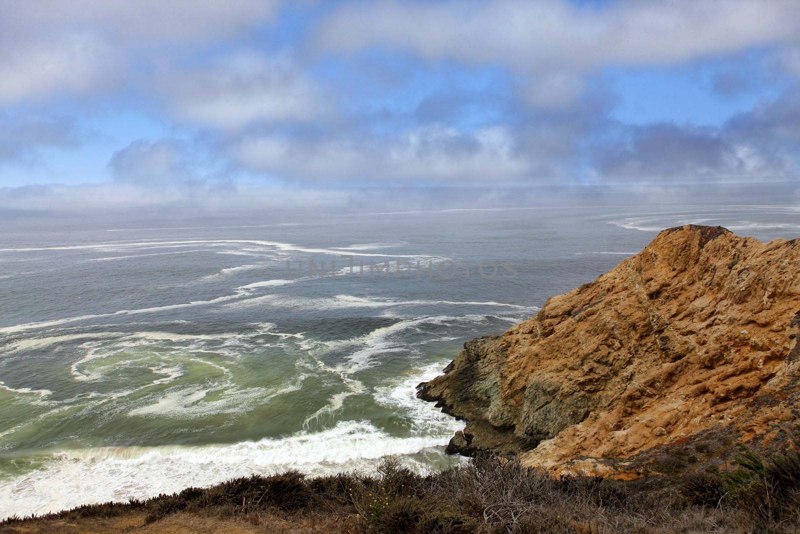 beautiful views of the rocky cliffs and coastline near Half Moon Bay, California