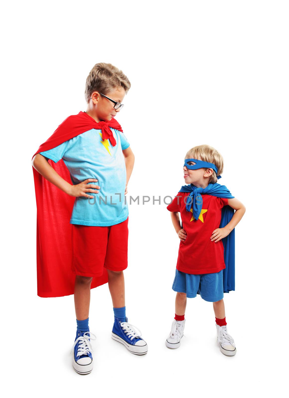Portrait of a team of two young superheroes