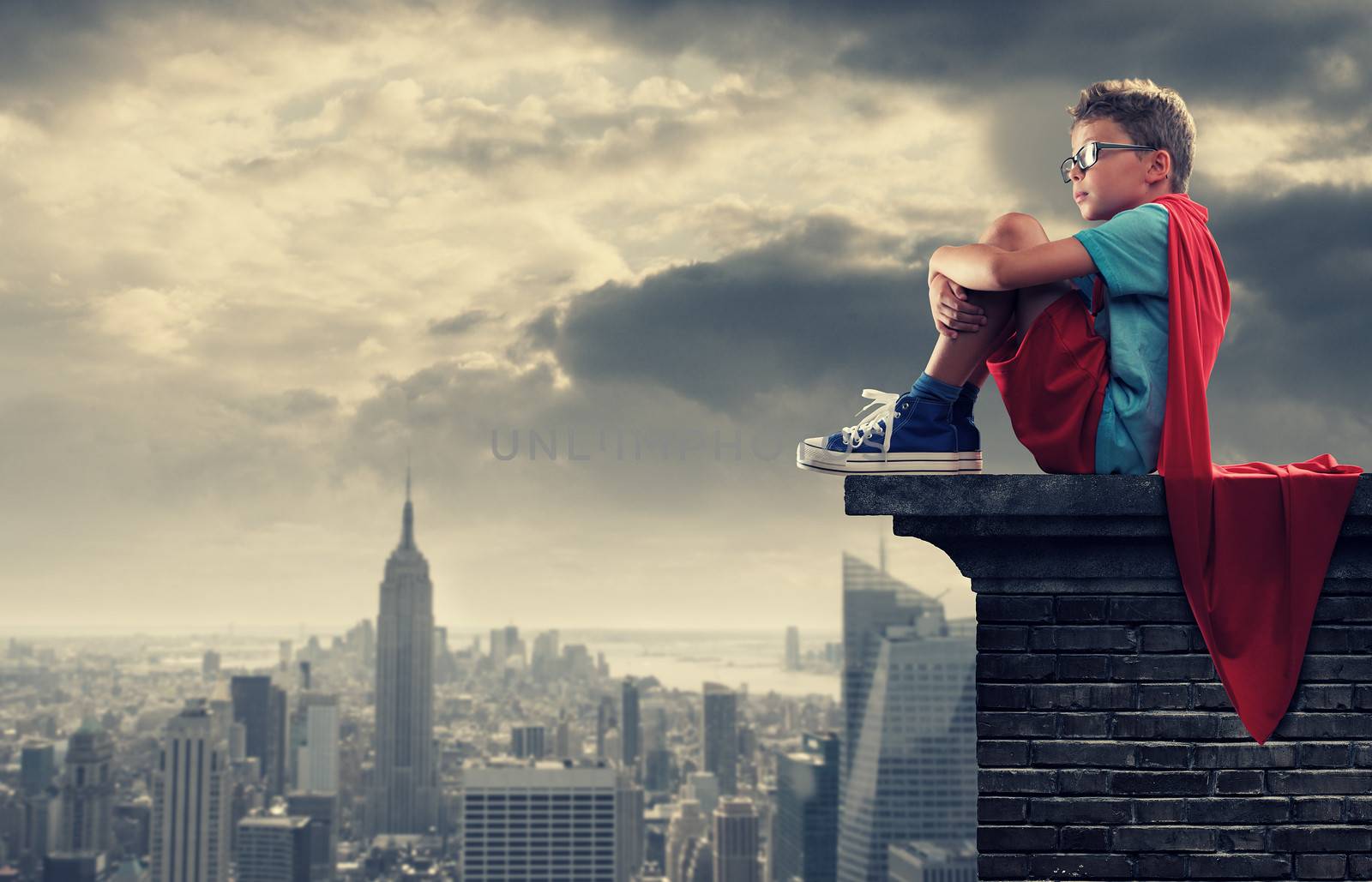 A young boy dreams of becoming a superhero.