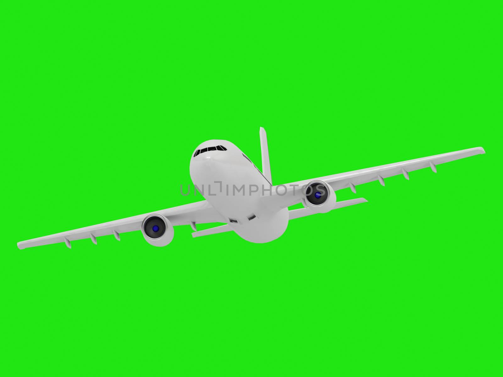 On a green screen white passenger airliner. Picture from the same footage 1920x1080