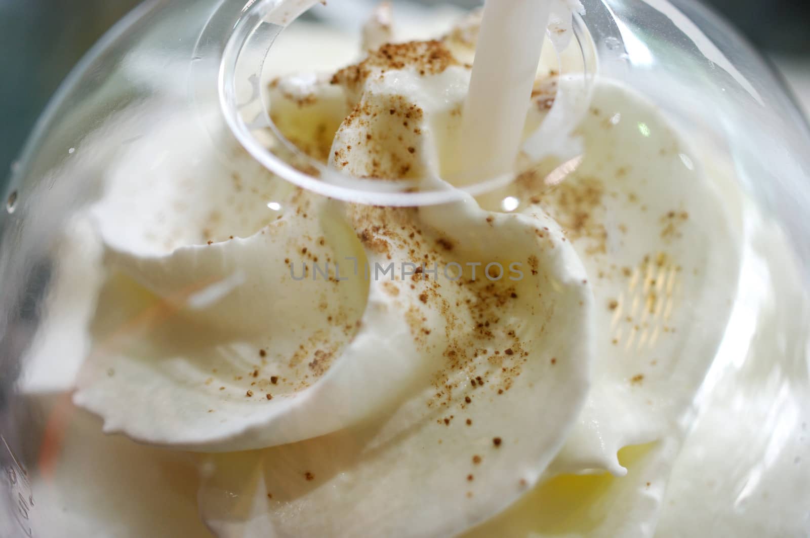 Cream inside cup close up shot