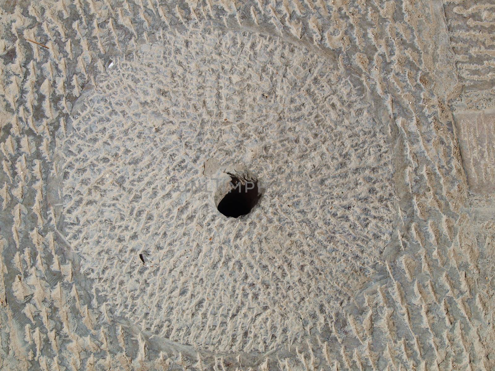 Concrete floor texture with a hole by gururugu