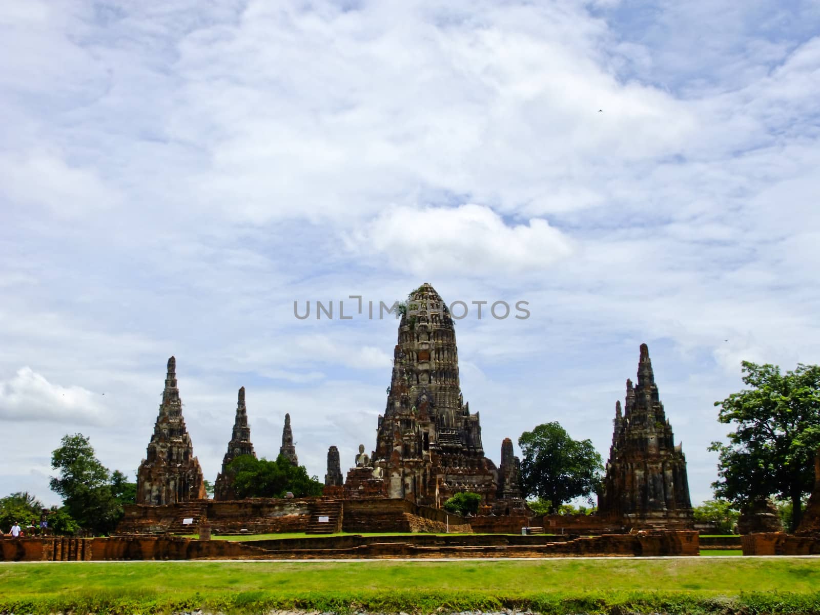 Chaiwatthanaram buddhist monastery on the bank of Chaopraya river in Ayutthaya, old capital city, in Thailand