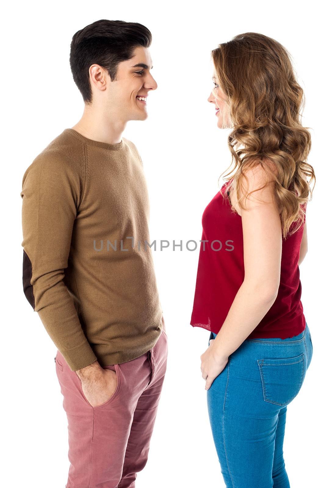 Couple looking into each others eyes