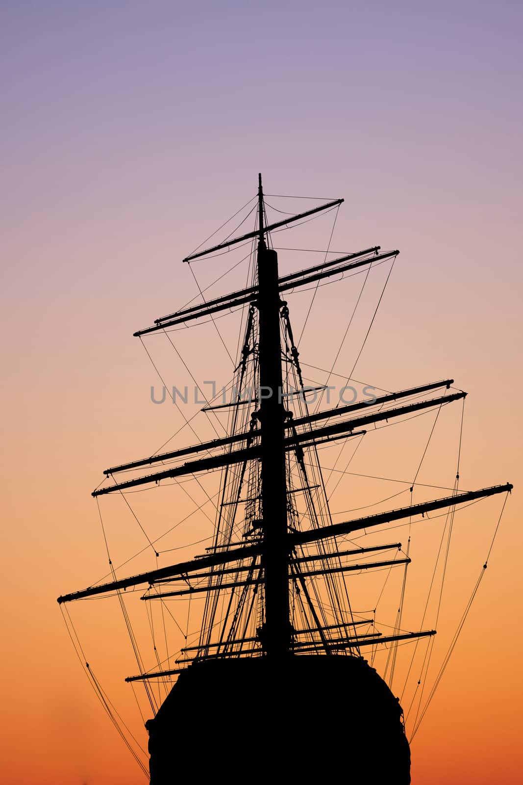 ship silhouette in a sunset