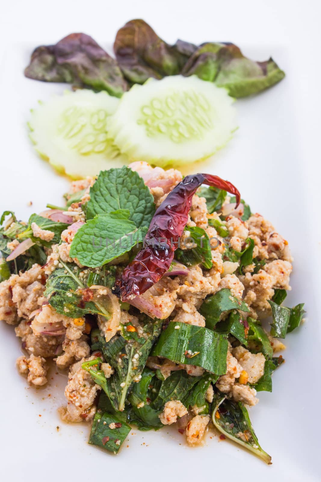 Spicy minced pork is food thailand