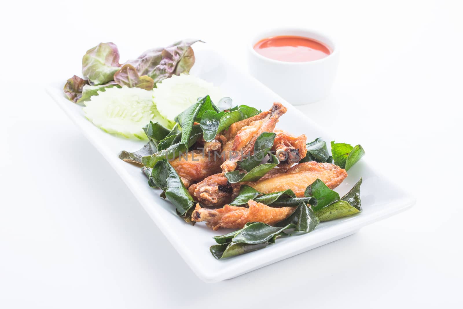 Chicken fried herbs is food thailand