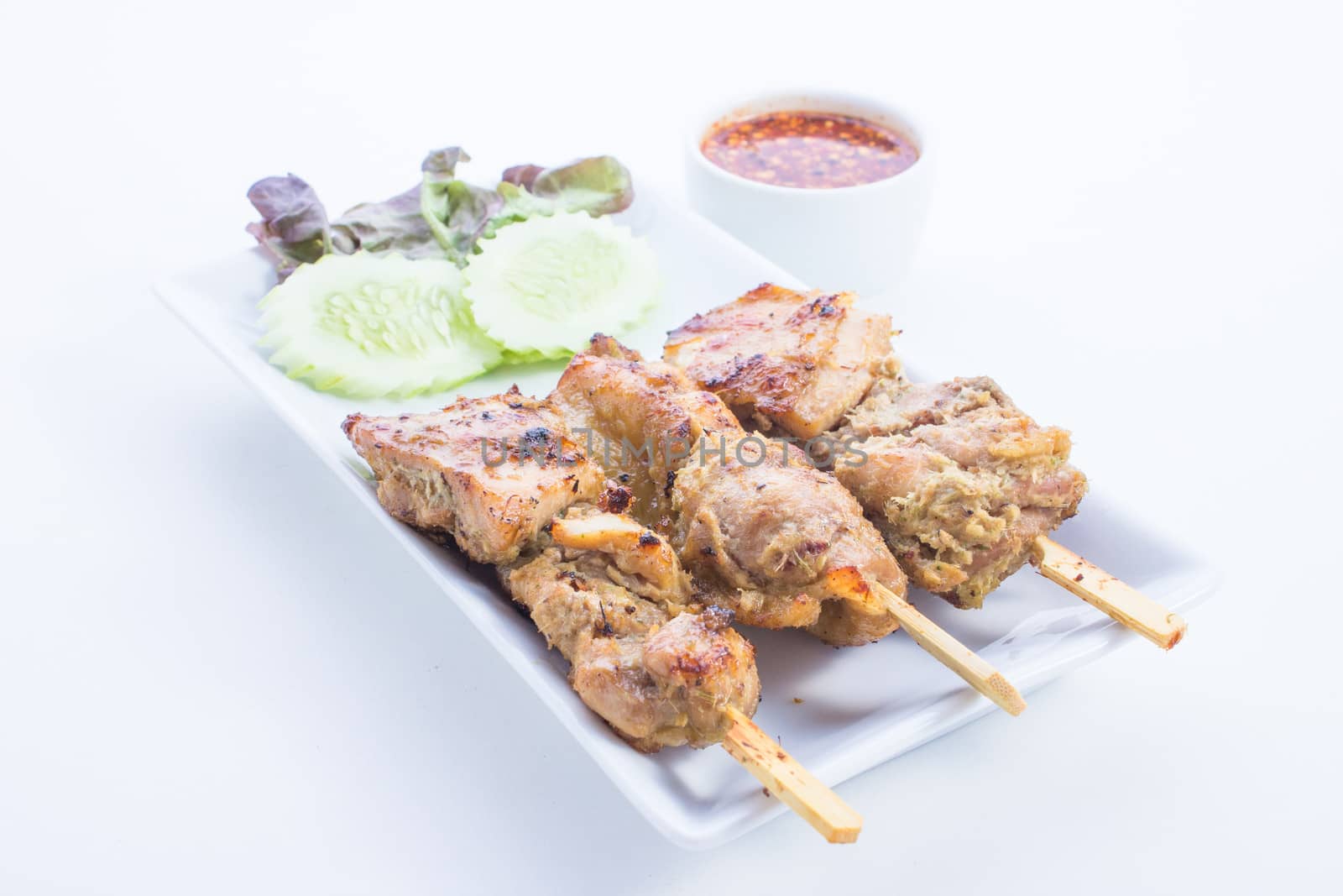 Grilled chicken skewers is food thailand