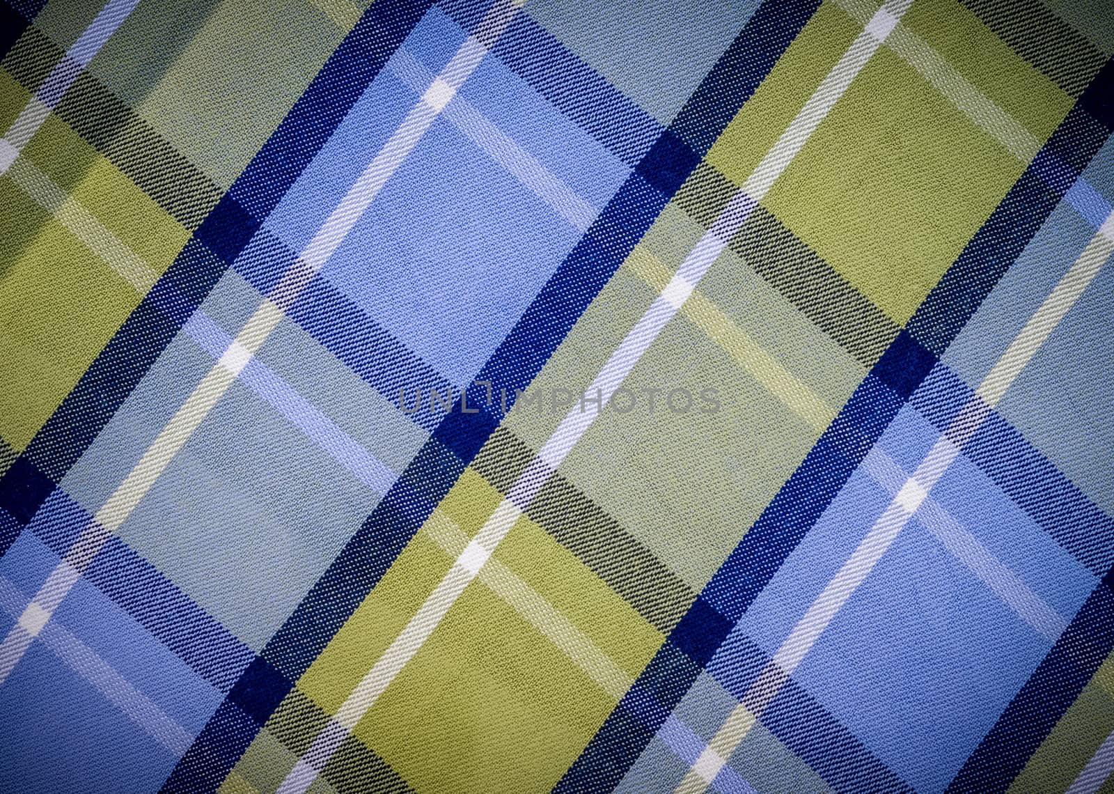 Blue And Green Plaid Style Checked Fabric Pattern