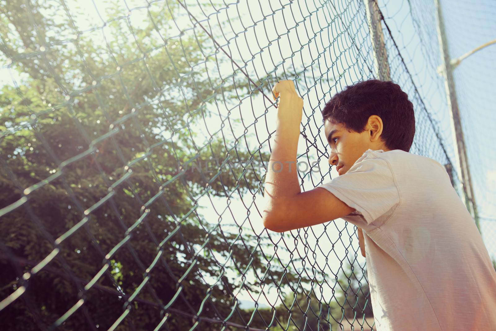 Portrait of young boy looking away