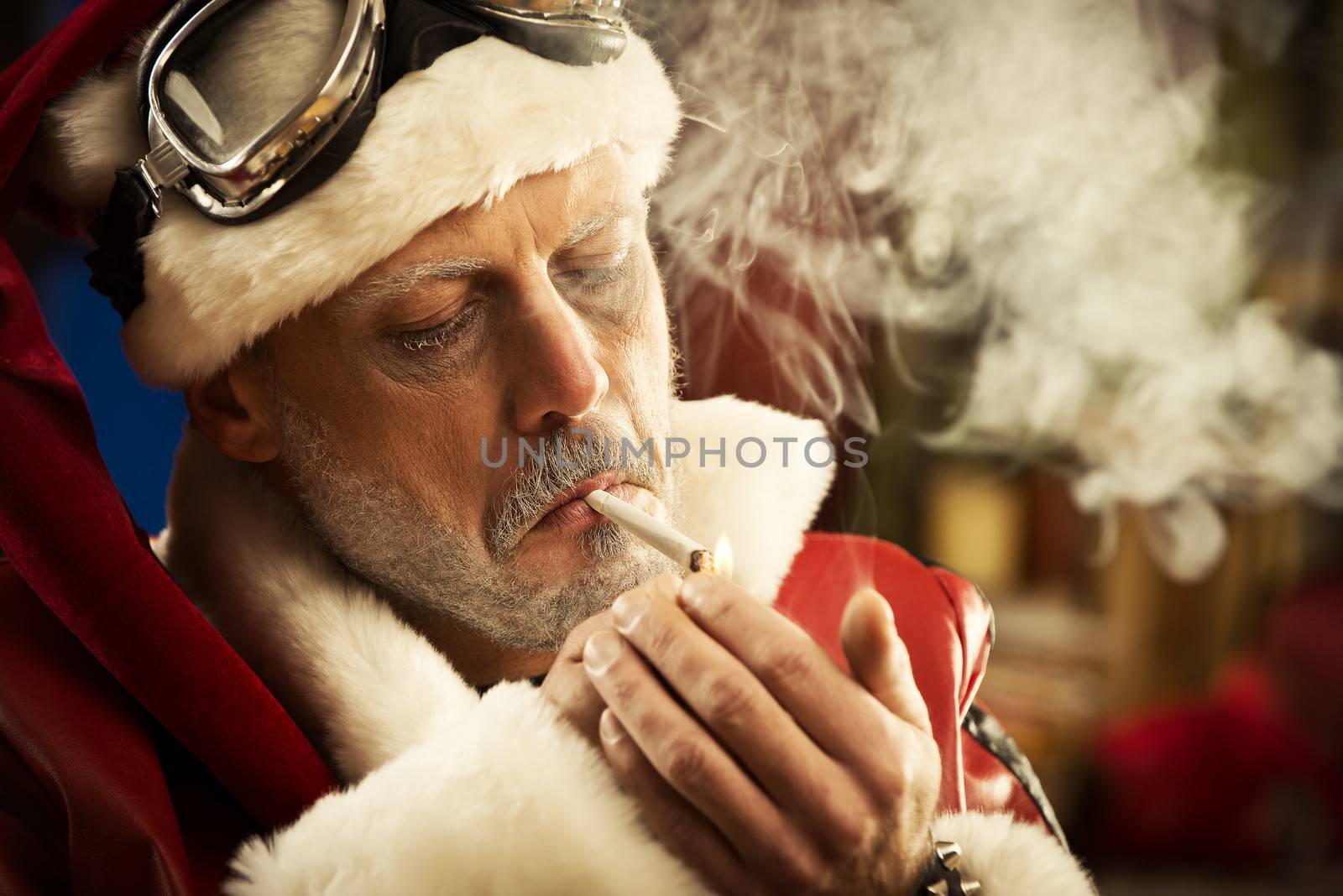 Bad Santa smoking a joint by stokkete