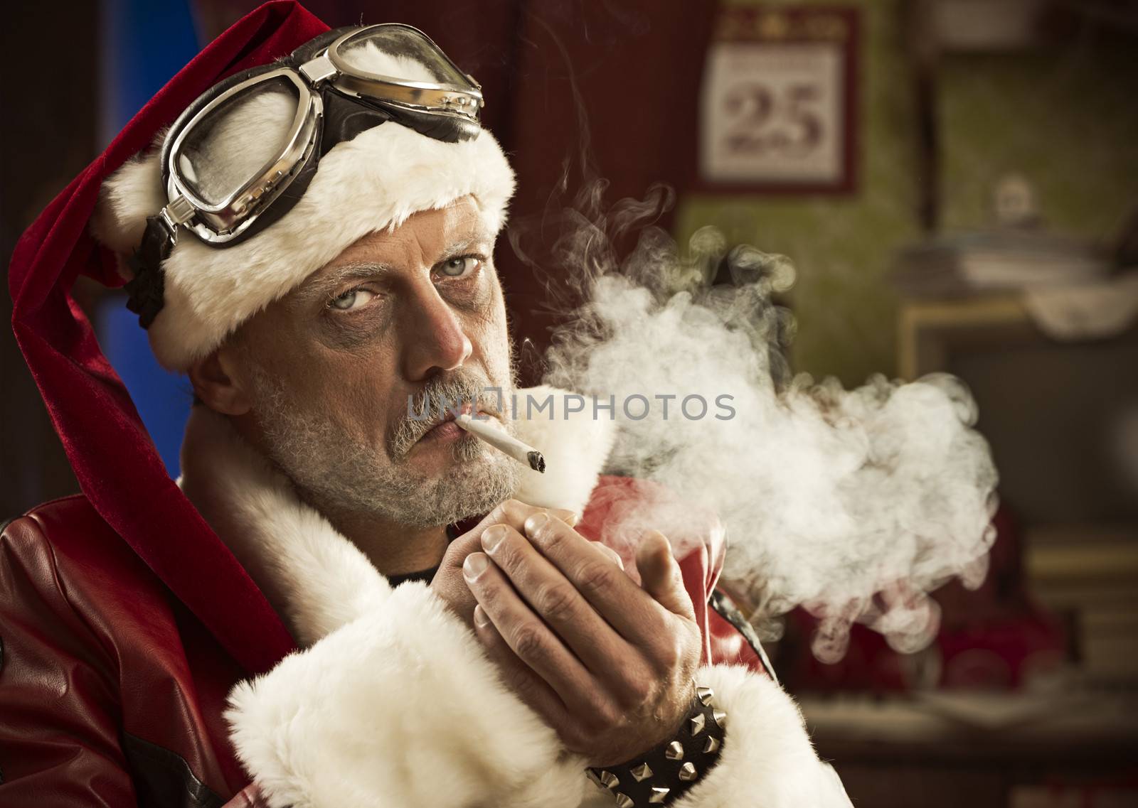 Bad Santa smoking a joint by stokkete