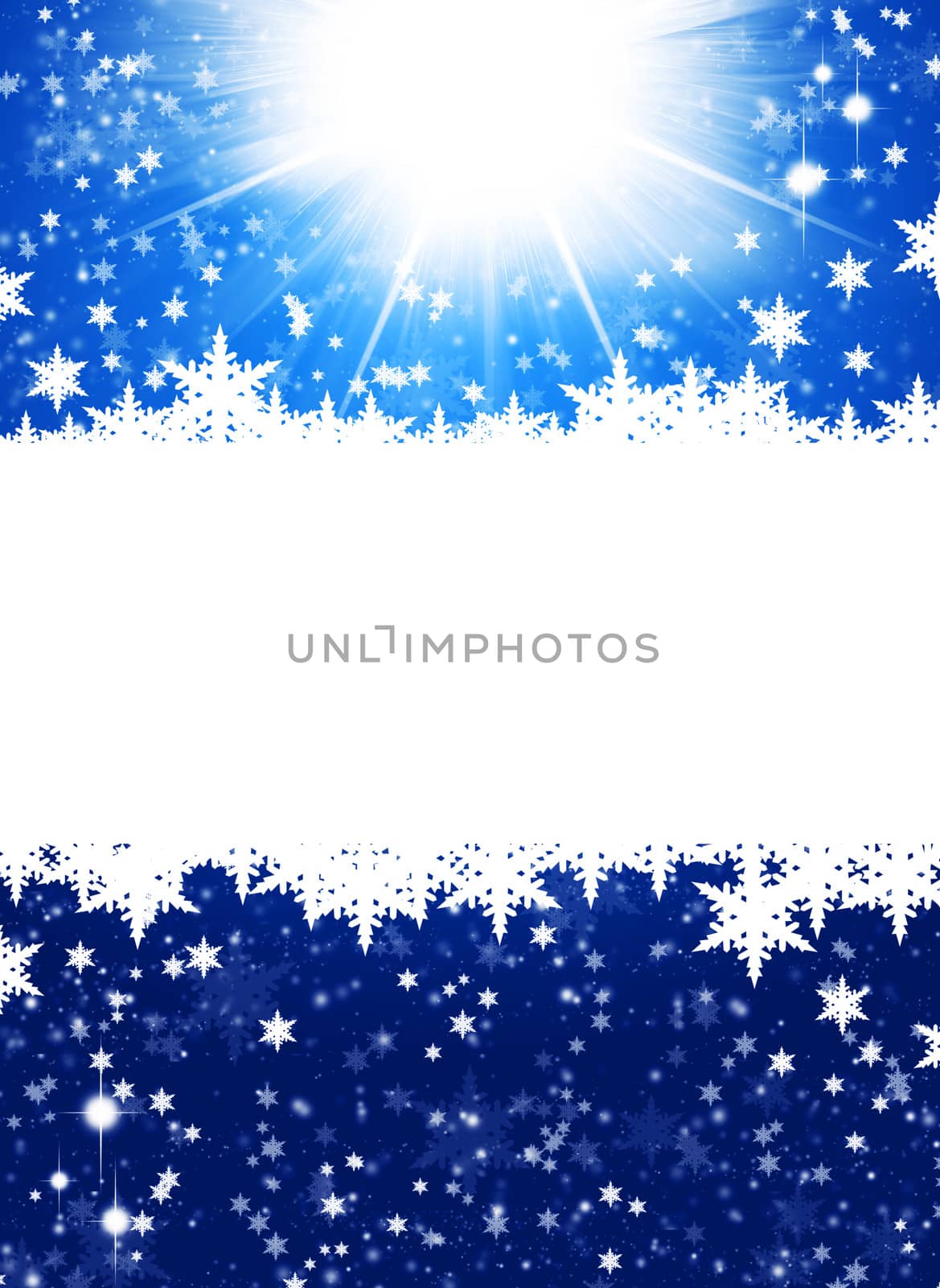 Snowflakes on abstract blue background by cherezoff