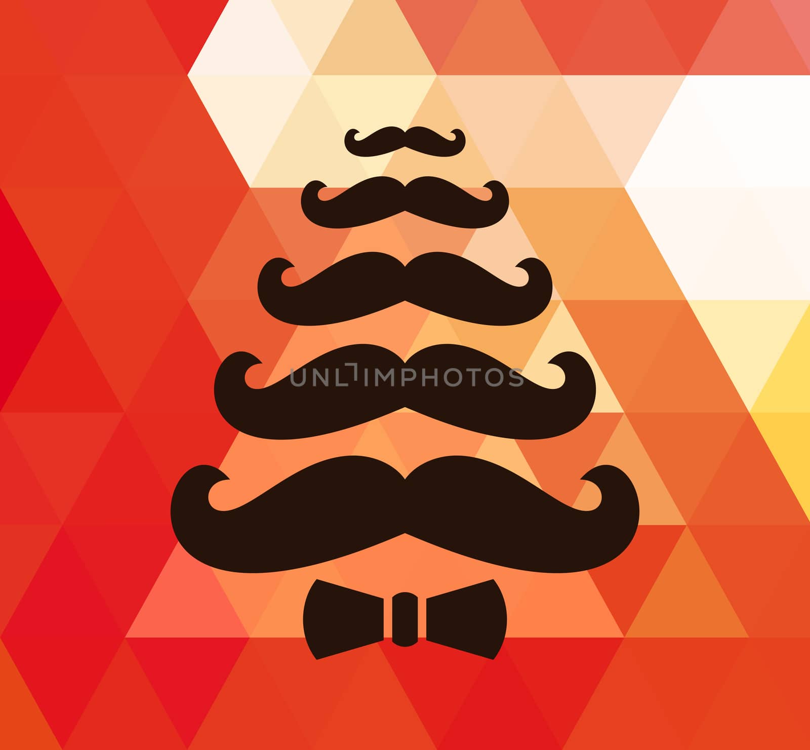 Christmas retro background with mustaches. Vector. 