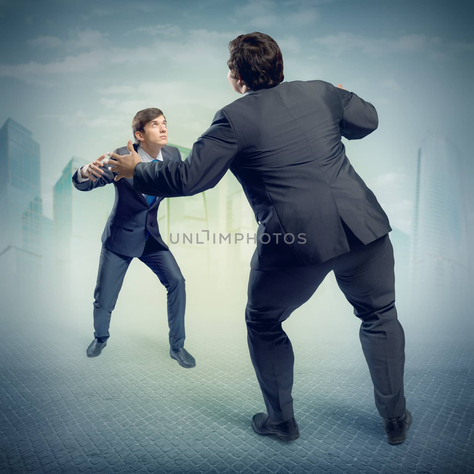 two businessmen fighting as sumoist by adam121