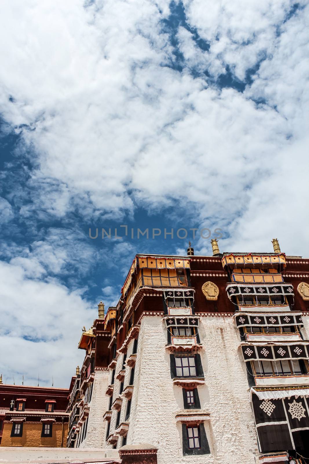 Exterior of Potala Palace in Tibet during a sunny day
