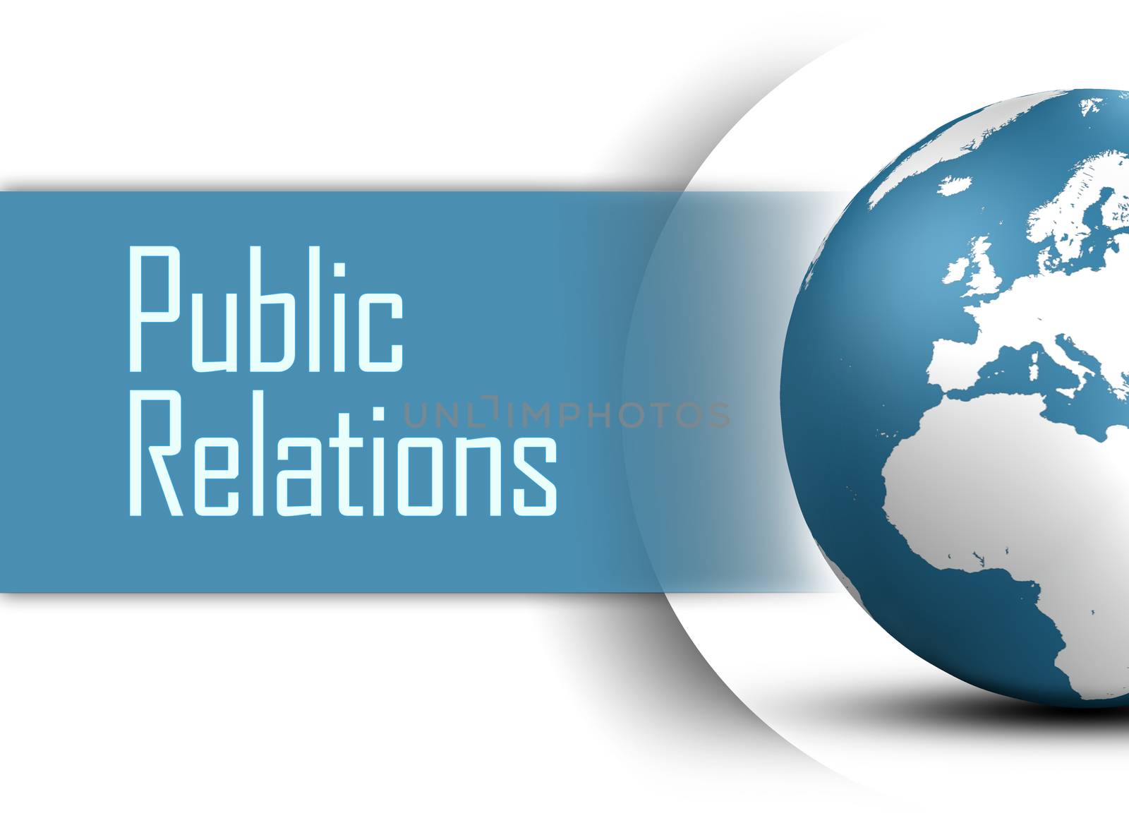 Public Relations concept with globe on white background